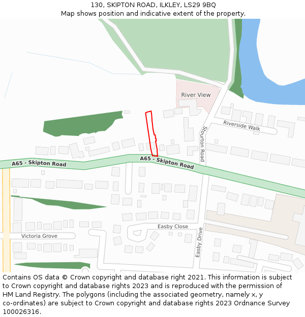 130, SKIPTON ROAD, ILKLEY, LS29 9BQ: Location map and indicative extent of plot