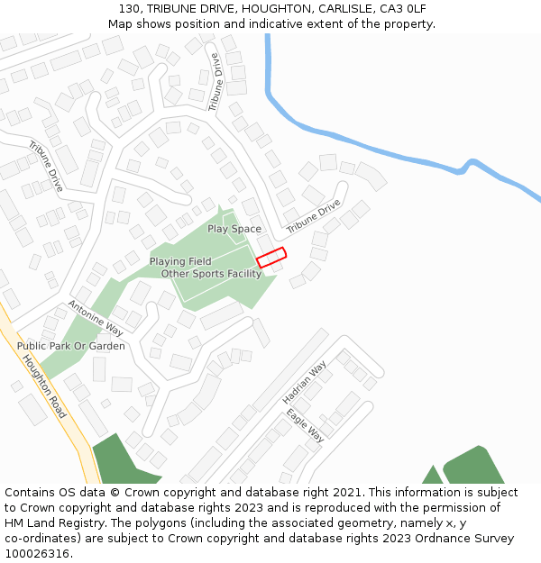 130, TRIBUNE DRIVE, HOUGHTON, CARLISLE, CA3 0LF: Location map and indicative extent of plot