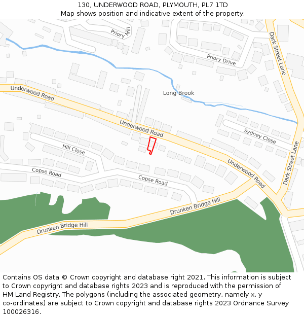 130, UNDERWOOD ROAD, PLYMOUTH, PL7 1TD: Location map and indicative extent of plot