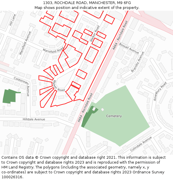 1303, ROCHDALE ROAD, MANCHESTER, M9 6FG: Location map and indicative extent of plot