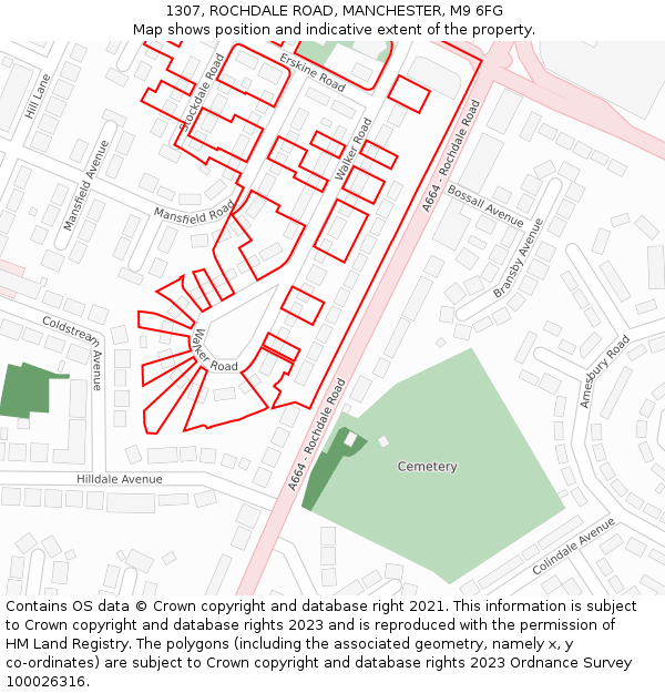 1307, ROCHDALE ROAD, MANCHESTER, M9 6FG: Location map and indicative extent of plot
