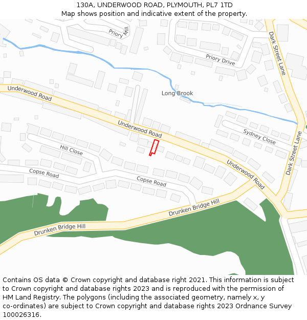 130A, UNDERWOOD ROAD, PLYMOUTH, PL7 1TD: Location map and indicative extent of plot