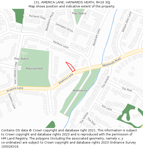 131, AMERICA LANE, HAYWARDS HEATH, RH16 3QJ: Location map and indicative extent of plot