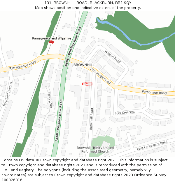 131, BROWNHILL ROAD, BLACKBURN, BB1 9QY: Location map and indicative extent of plot