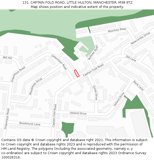 131, CAPTAIN FOLD ROAD, LITTLE HULTON, MANCHESTER, M38 9TZ: Location map and indicative extent of plot