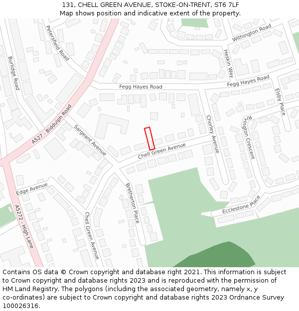 131, CHELL GREEN AVENUE, STOKE-ON-TRENT, ST6 7LF: Location map and indicative extent of plot