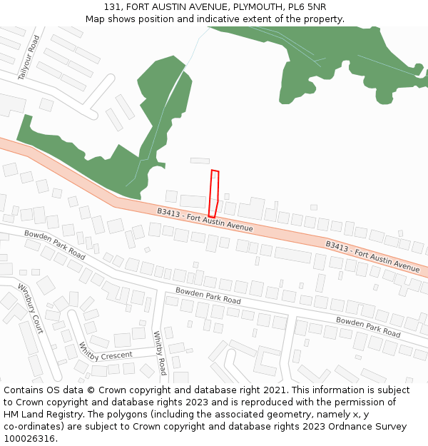131, FORT AUSTIN AVENUE, PLYMOUTH, PL6 5NR: Location map and indicative extent of plot