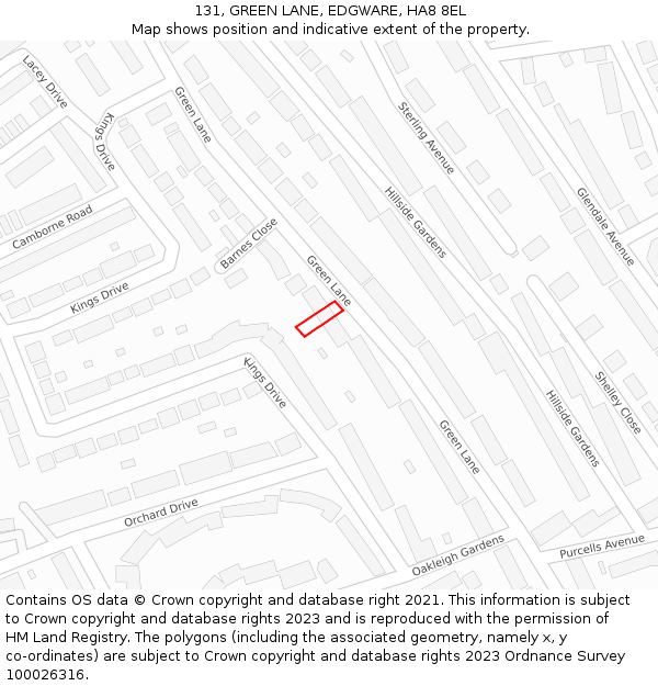 131, GREEN LANE, EDGWARE, HA8 8EL: Location map and indicative extent of plot