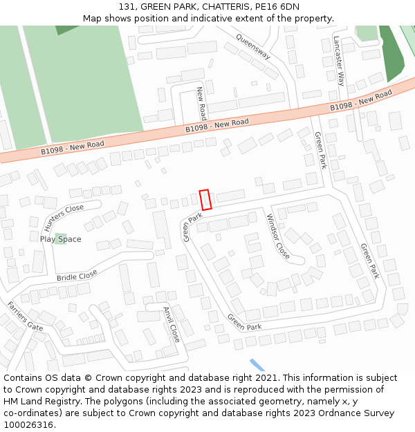 131, GREEN PARK, CHATTERIS, PE16 6DN: Location map and indicative extent of plot