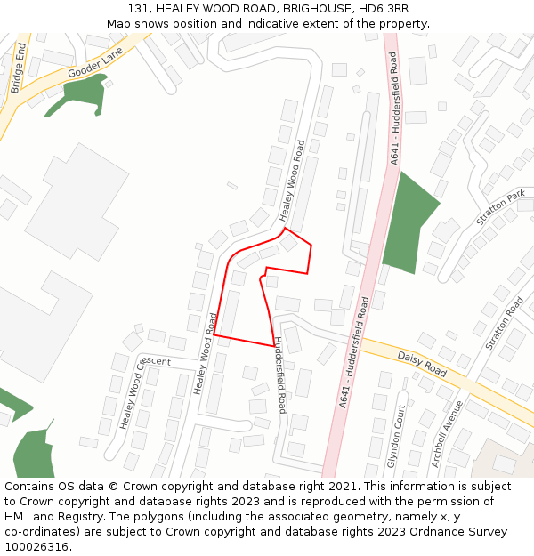 131, HEALEY WOOD ROAD, BRIGHOUSE, HD6 3RR: Location map and indicative extent of plot