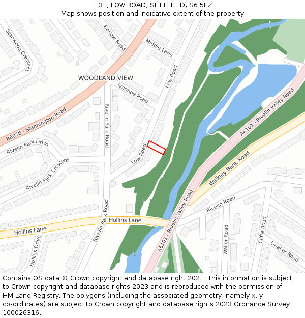 131, LOW ROAD, SHEFFIELD, S6 5FZ: Location map and indicative extent of plot