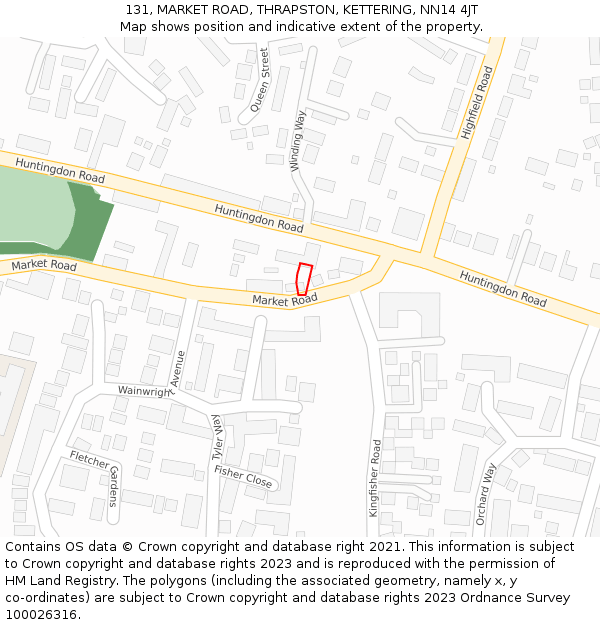 131, MARKET ROAD, THRAPSTON, KETTERING, NN14 4JT: Location map and indicative extent of plot