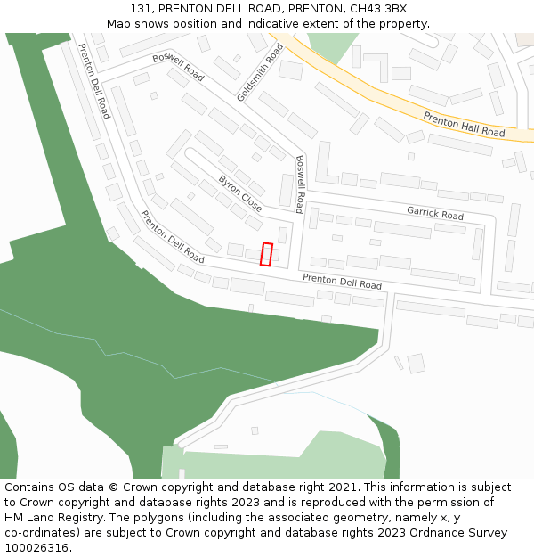 131, PRENTON DELL ROAD, PRENTON, CH43 3BX: Location map and indicative extent of plot