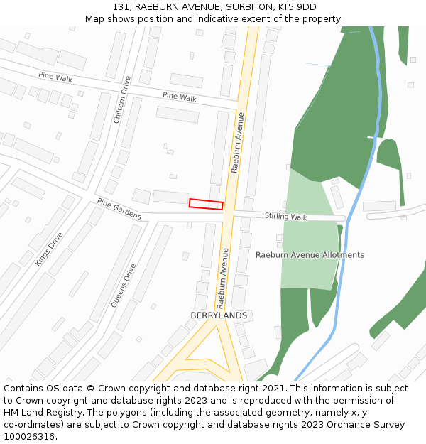 131, RAEBURN AVENUE, SURBITON, KT5 9DD: Location map and indicative extent of plot
