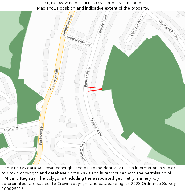 131, RODWAY ROAD, TILEHURST, READING, RG30 6EJ: Location map and indicative extent of plot