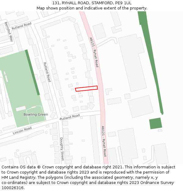 131, RYHALL ROAD, STAMFORD, PE9 1UL: Location map and indicative extent of plot