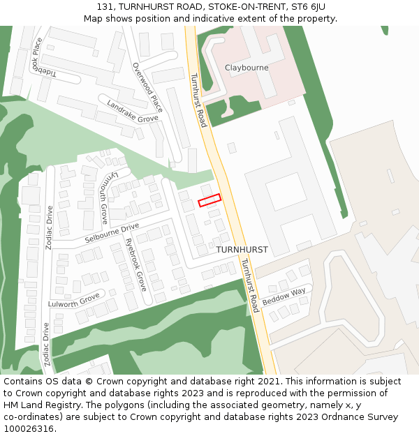 131, TURNHURST ROAD, STOKE-ON-TRENT, ST6 6JU: Location map and indicative extent of plot