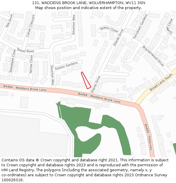 131, WADDENS BROOK LANE, WOLVERHAMPTON, WV11 3SN: Location map and indicative extent of plot