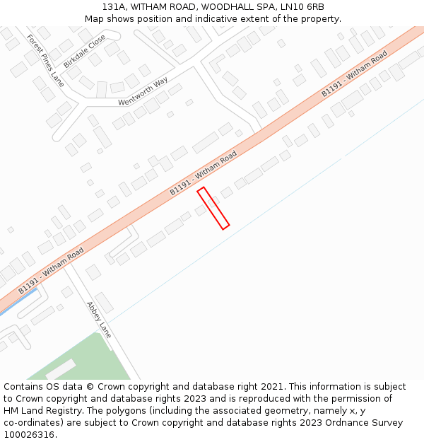 131A, WITHAM ROAD, WOODHALL SPA, LN10 6RB: Location map and indicative extent of plot
