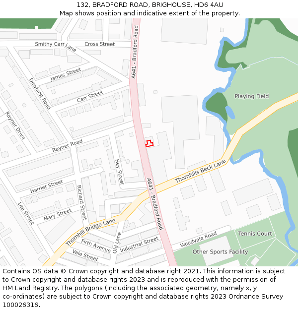 132, BRADFORD ROAD, BRIGHOUSE, HD6 4AU: Location map and indicative extent of plot
