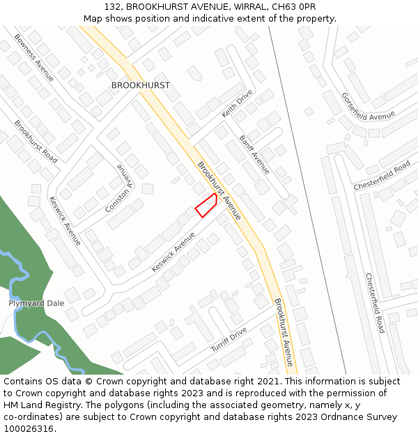 132, BROOKHURST AVENUE, WIRRAL, CH63 0PR: Location map and indicative extent of plot