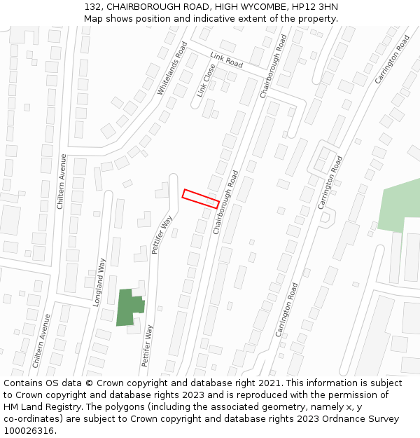 132, CHAIRBOROUGH ROAD, HIGH WYCOMBE, HP12 3HN: Location map and indicative extent of plot