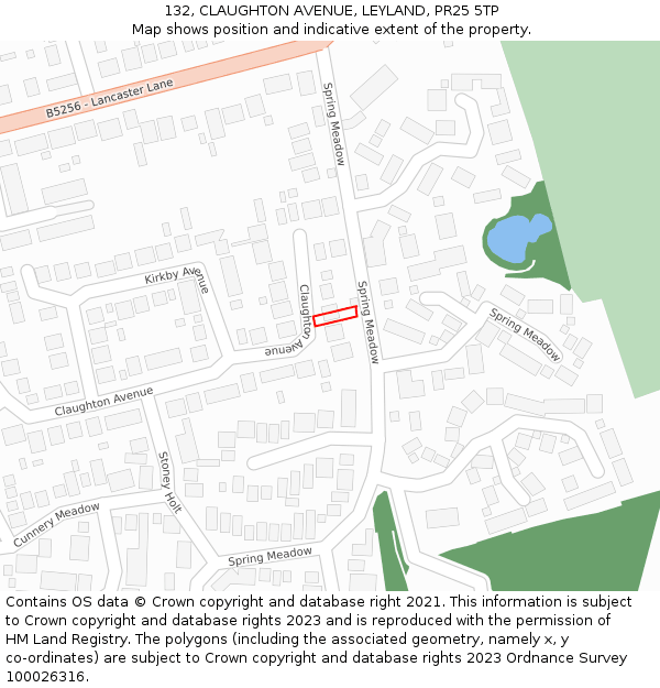 132, CLAUGHTON AVENUE, LEYLAND, PR25 5TP: Location map and indicative extent of plot