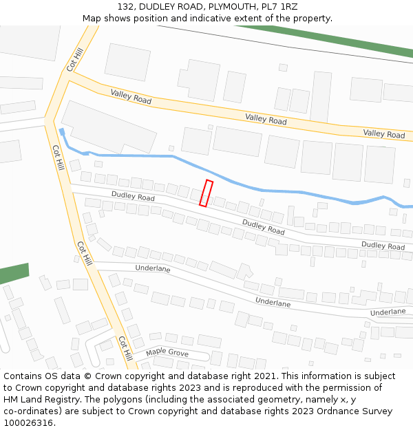 132, DUDLEY ROAD, PLYMOUTH, PL7 1RZ: Location map and indicative extent of plot