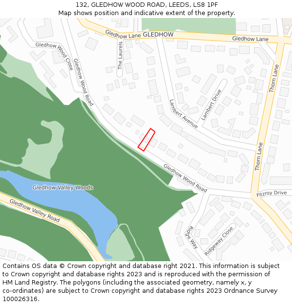 132, GLEDHOW WOOD ROAD, LEEDS, LS8 1PF: Location map and indicative extent of plot