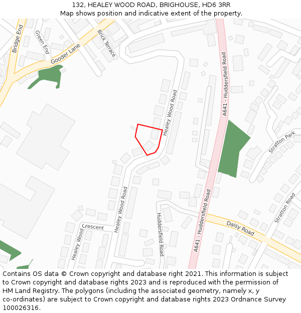 132, HEALEY WOOD ROAD, BRIGHOUSE, HD6 3RR: Location map and indicative extent of plot