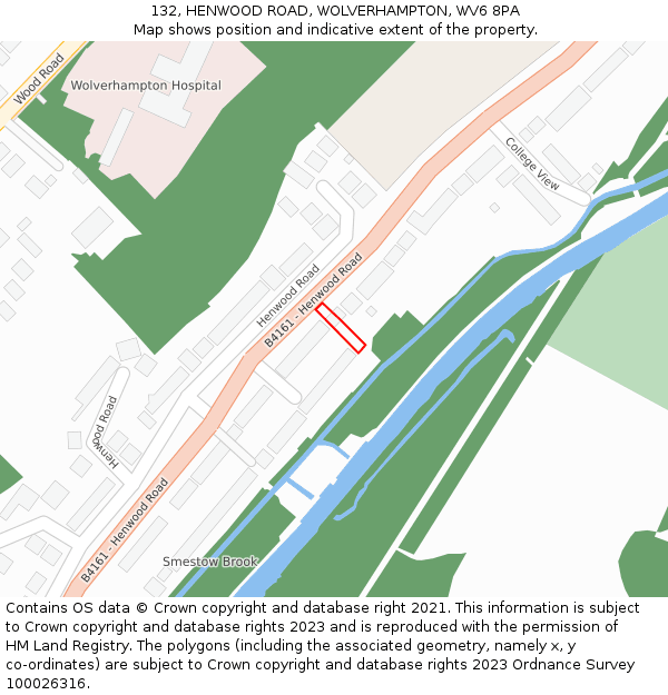 132, HENWOOD ROAD, WOLVERHAMPTON, WV6 8PA: Location map and indicative extent of plot