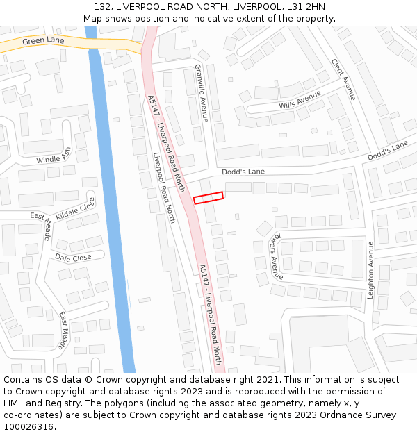 132, LIVERPOOL ROAD NORTH, LIVERPOOL, L31 2HN: Location map and indicative extent of plot