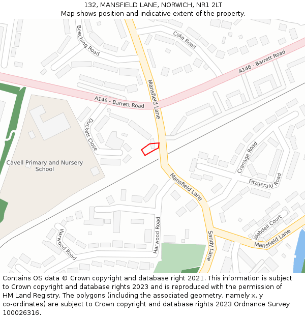 132, MANSFIELD LANE, NORWICH, NR1 2LT: Location map and indicative extent of plot