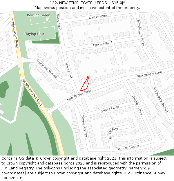 132, NEW TEMPLEGATE, LEEDS, LS15 0JY: Location map and indicative extent of plot