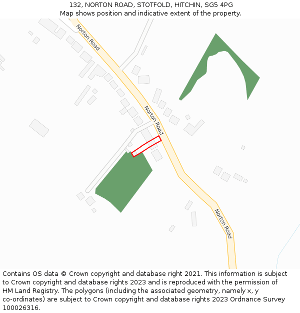 132, NORTON ROAD, STOTFOLD, HITCHIN, SG5 4PG: Location map and indicative extent of plot