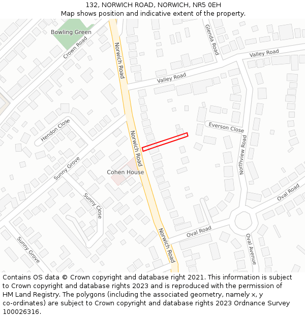 132, NORWICH ROAD, NORWICH, NR5 0EH: Location map and indicative extent of plot