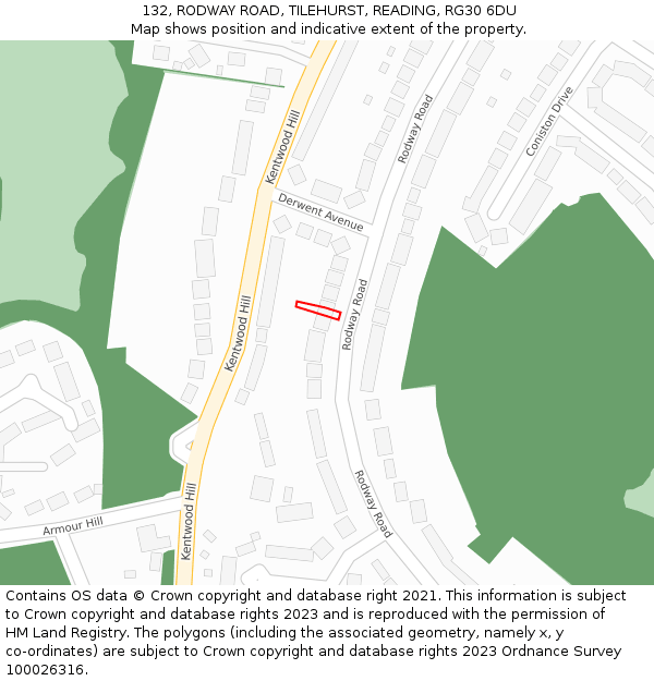 132, RODWAY ROAD, TILEHURST, READING, RG30 6DU: Location map and indicative extent of plot