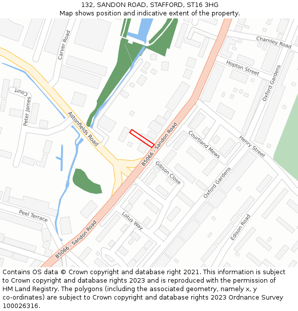 132, SANDON ROAD, STAFFORD, ST16 3HG: Location map and indicative extent of plot