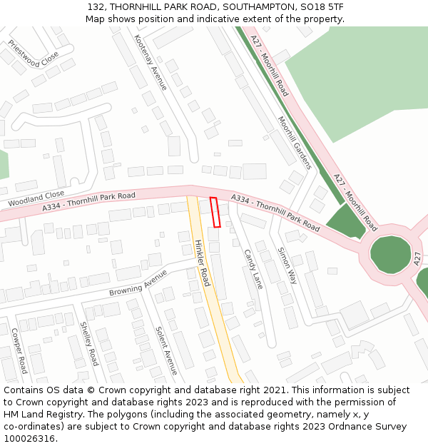 132, THORNHILL PARK ROAD, SOUTHAMPTON, SO18 5TF: Location map and indicative extent of plot
