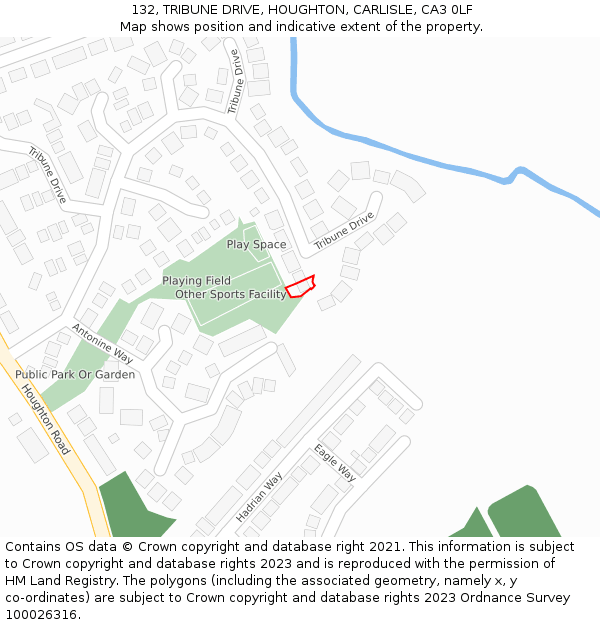 132, TRIBUNE DRIVE, HOUGHTON, CARLISLE, CA3 0LF: Location map and indicative extent of plot