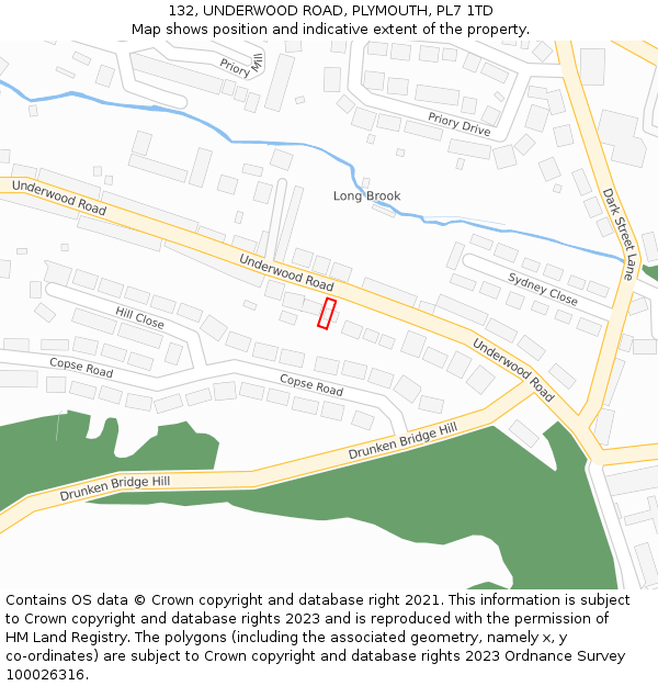 132, UNDERWOOD ROAD, PLYMOUTH, PL7 1TD: Location map and indicative extent of plot