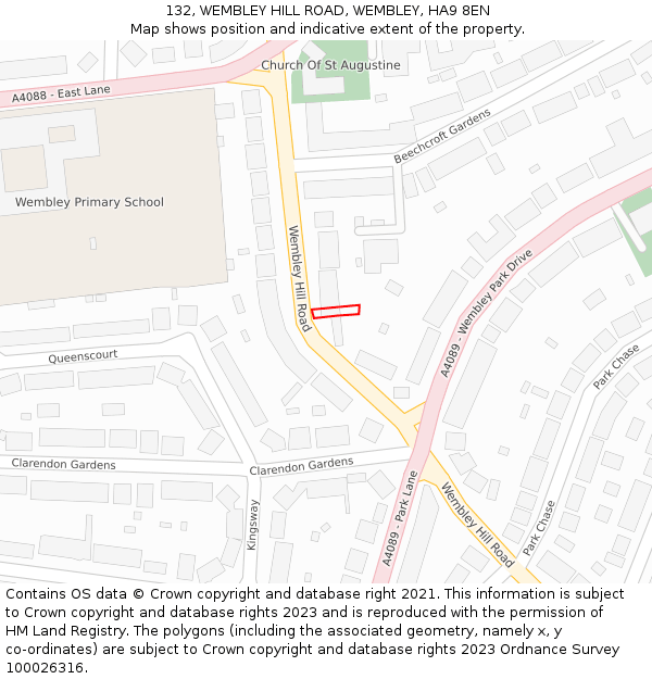 132, WEMBLEY HILL ROAD, WEMBLEY, HA9 8EN: Location map and indicative extent of plot