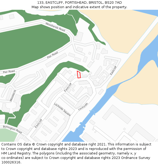 133, EASTCLIFF, PORTISHEAD, BRISTOL, BS20 7AD: Location map and indicative extent of plot
