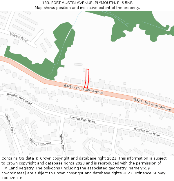 133, FORT AUSTIN AVENUE, PLYMOUTH, PL6 5NR: Location map and indicative extent of plot