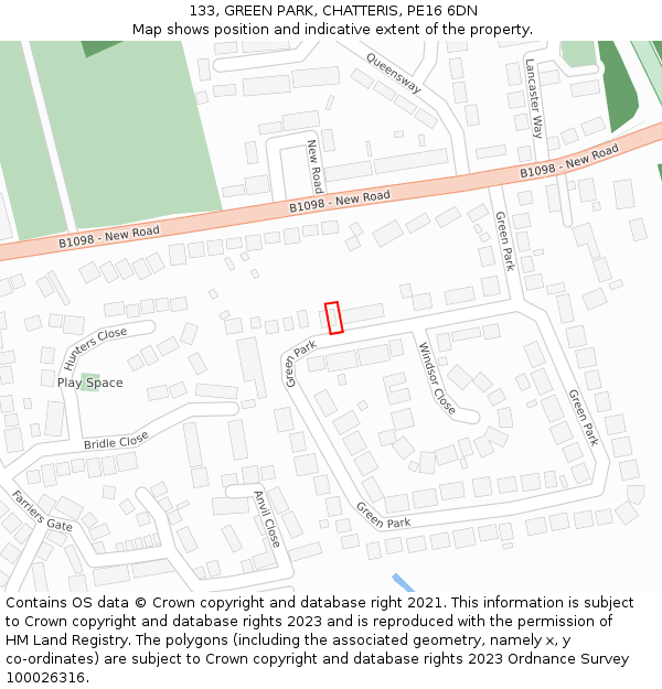 133, GREEN PARK, CHATTERIS, PE16 6DN: Location map and indicative extent of plot