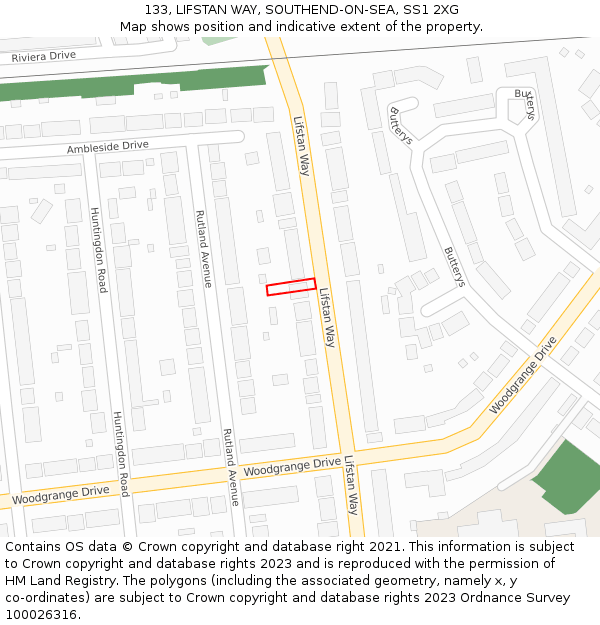 133, LIFSTAN WAY, SOUTHEND-ON-SEA, SS1 2XG: Location map and indicative extent of plot