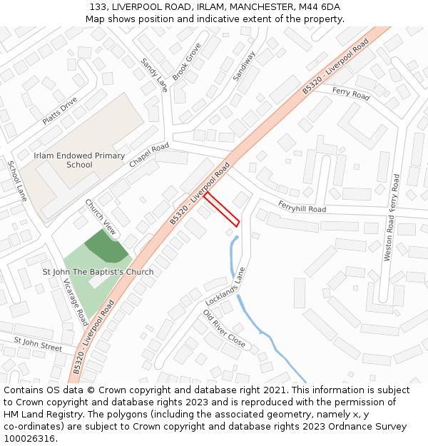 133, LIVERPOOL ROAD, IRLAM, MANCHESTER, M44 6DA: Location map and indicative extent of plot