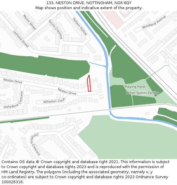 133, NESTON DRIVE, NOTTINGHAM, NG6 8QY: Location map and indicative extent of plot