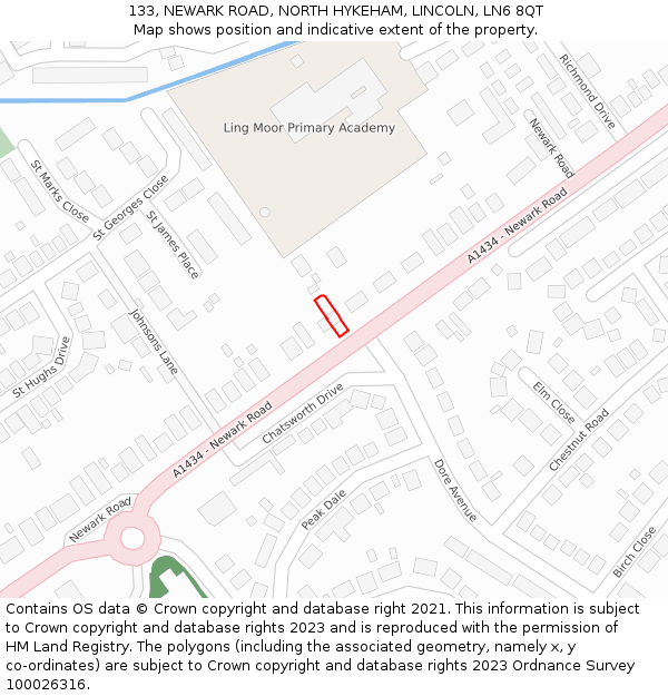 133, NEWARK ROAD, NORTH HYKEHAM, LINCOLN, LN6 8QT: Location map and indicative extent of plot