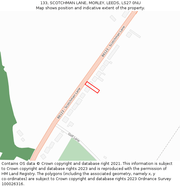 133, SCOTCHMAN LANE, MORLEY, LEEDS, LS27 0NU: Location map and indicative extent of plot